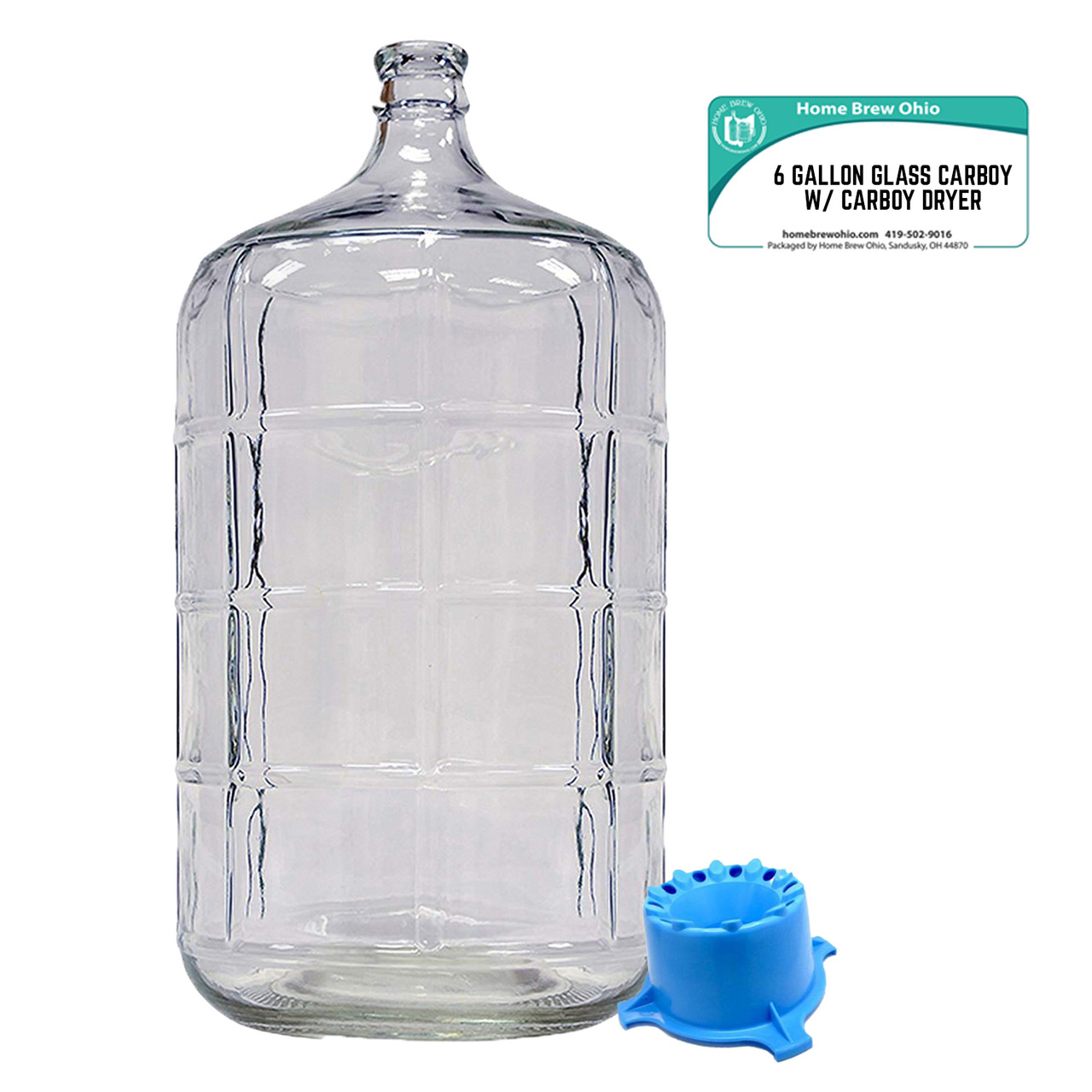 Home Brew Ohio 6 Gallon Glass Carboy with Carboy Dryer - Home Brew